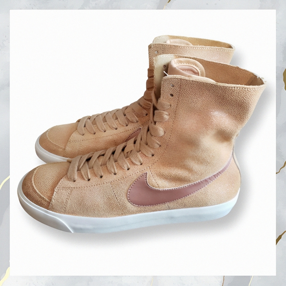 NWOT! Nike Blazer High Shoes / Sneakers Womens Sz 7 Tan & Glitter Gold DEADSTOCK